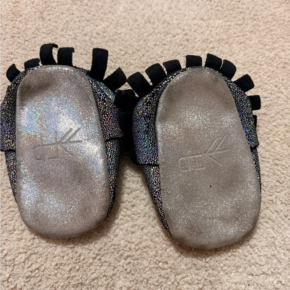 Freshly Picked Holographic Black Moccasins